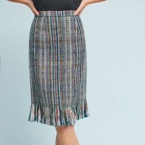 Anthropologie - Maeve Fringed Tweed Pencil Skirt
